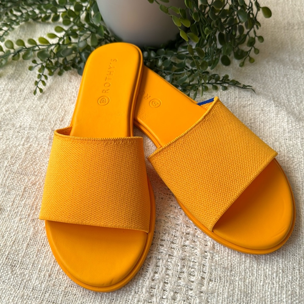 Rothy's Sunny Yellow/Orange Slide Sandals